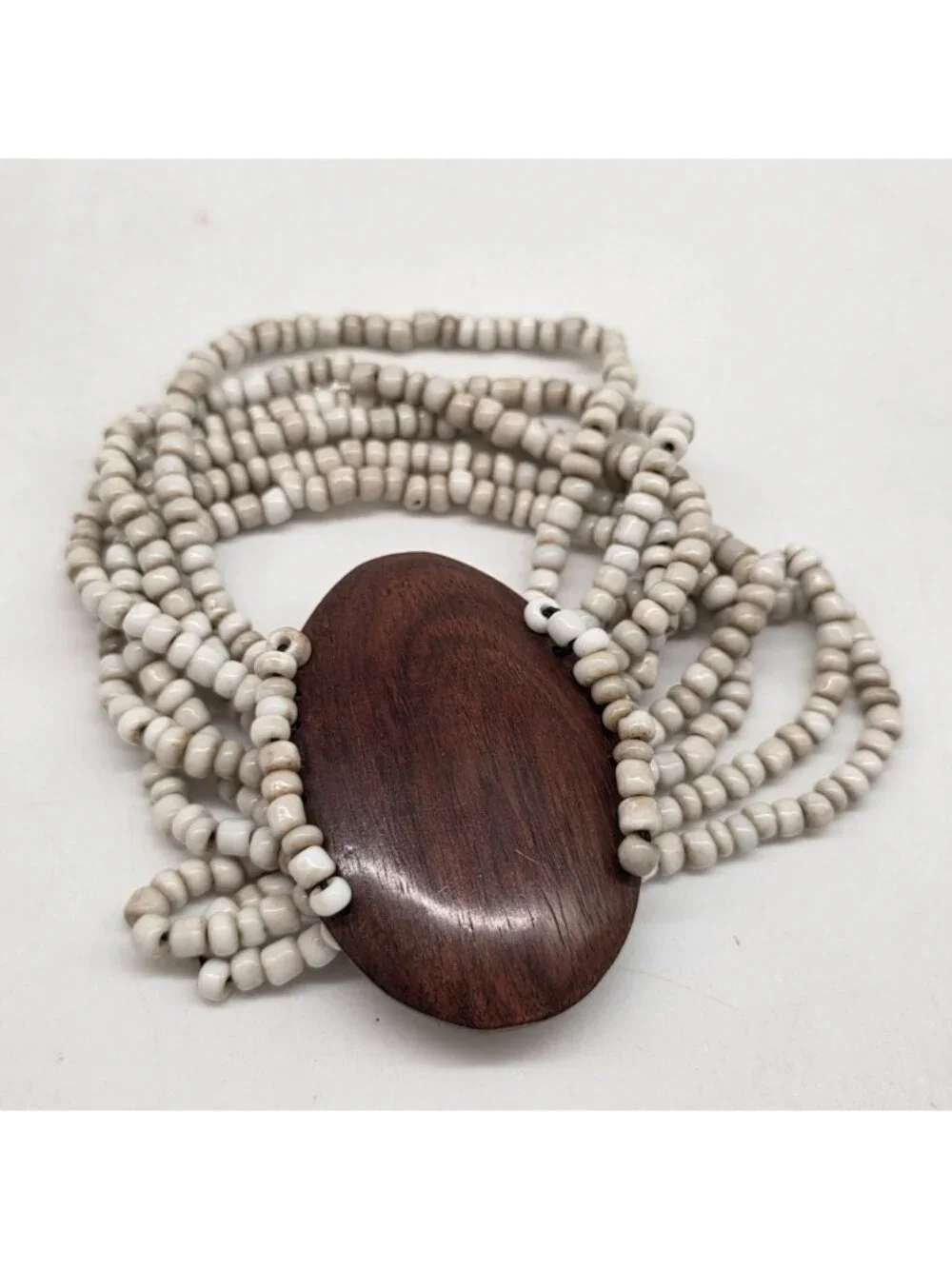 Large Wood & Glass Bead Stretch Bracelet With Multistrand Design For Women - Picture 5 of 7